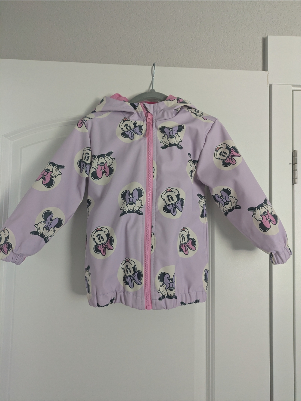 Disney Kids Lavender Minnie Mouse Raincoat with Pink Zipper